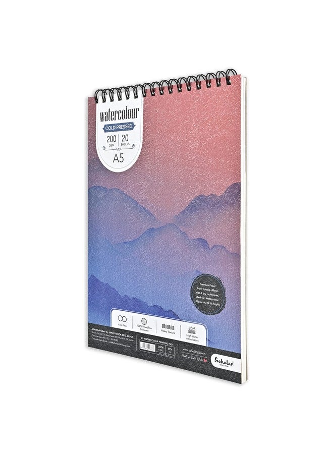 Scholar Watercolor Pad - 200 GSM Cold Pressed Special Watercolour Paper | Wire-O Bound Artist Pad for Watercolour, Ink, Washes & Mixed Media (A5) - Image 2